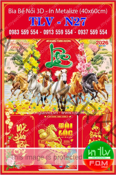 Bìa lịch bế nổi Chữ Lộc