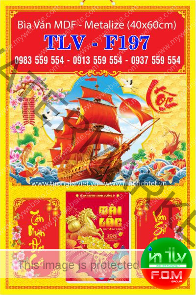 Bìa lịch gắn bloc Thuyền buồm như ý