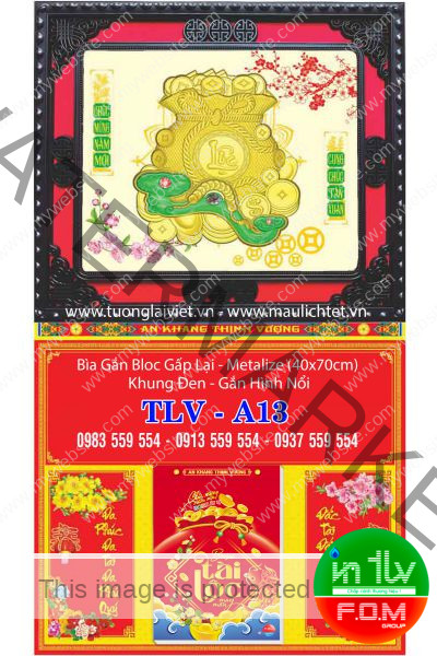 Bìa Lịch Gập Khung Nâu Lộc Túi Vàng