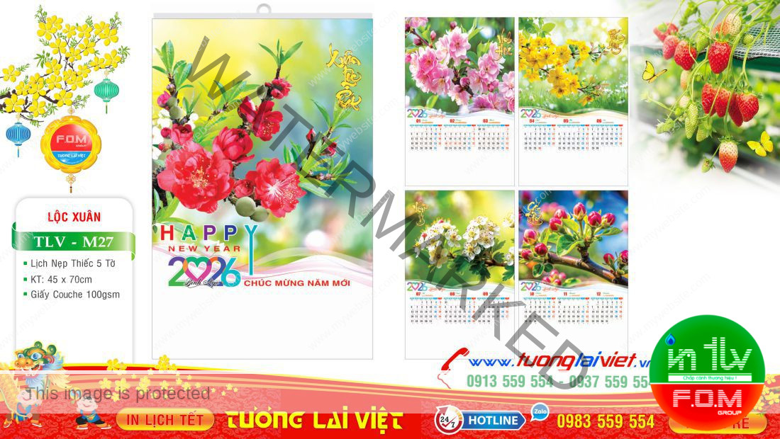 Lịch 5 tờ Lộc xuân