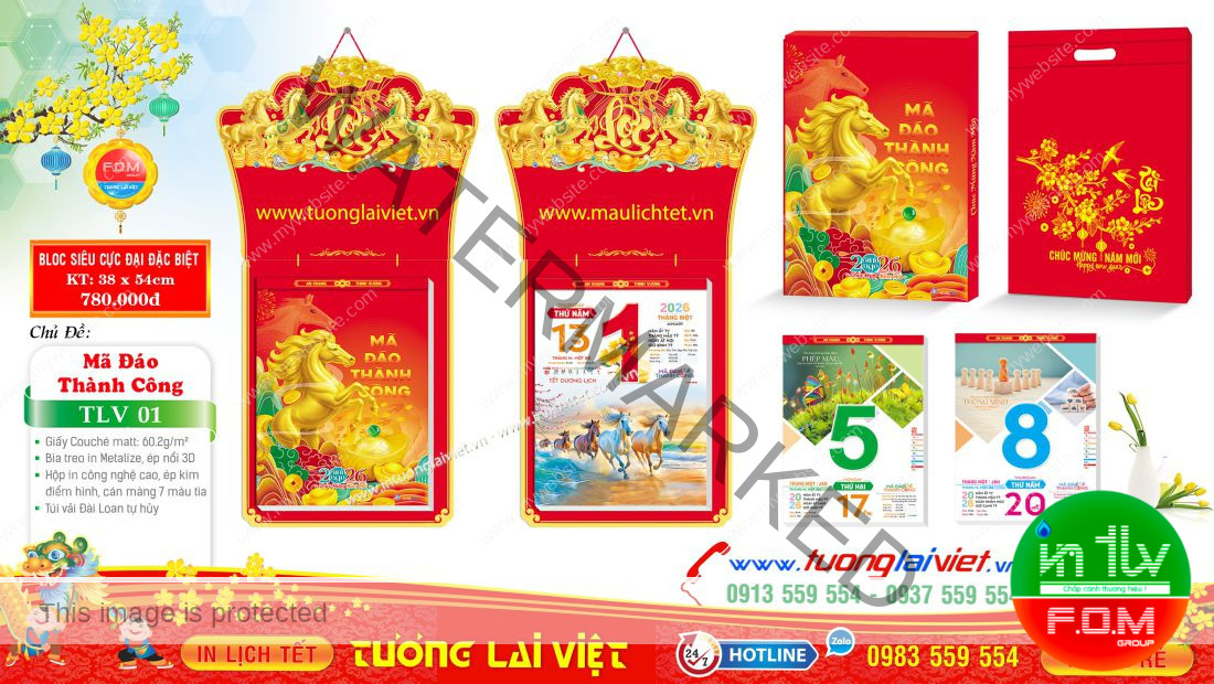 Lịch Bloc khổ lớn 38x54 Chữ Lộc