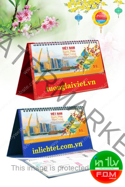 Lịch Để Bàn 15 Tờ Thế Giới Màu Xanh