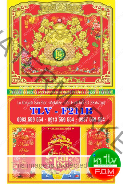 Lịch Lò Xo Giữa Dán Nổi Túi Vàng