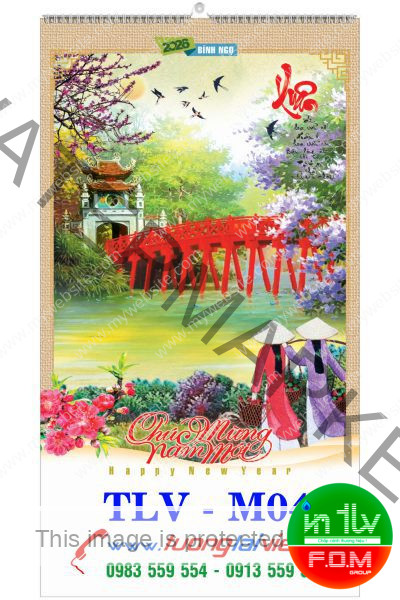Lịch Treo Trường 7 Tờ Tranh Lụa