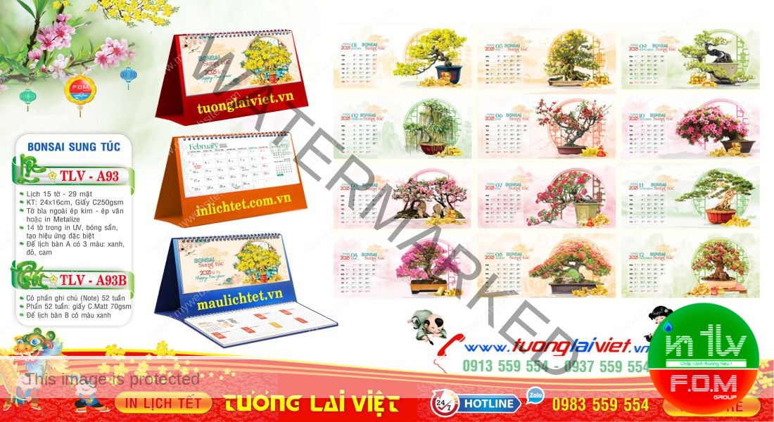 Mẫu Lịch Để Bàn Bon Sai