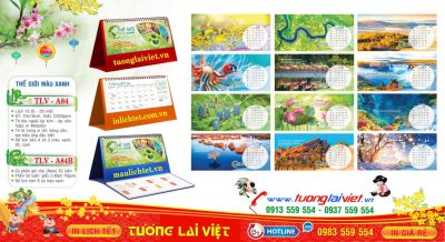 Mẫu Lịch Để Bàn Thế Giới Màu Xanh
